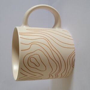 Whitney Kerney for Causebox. Beige Coffee Mug.Beige Abstract wood tree Lines.